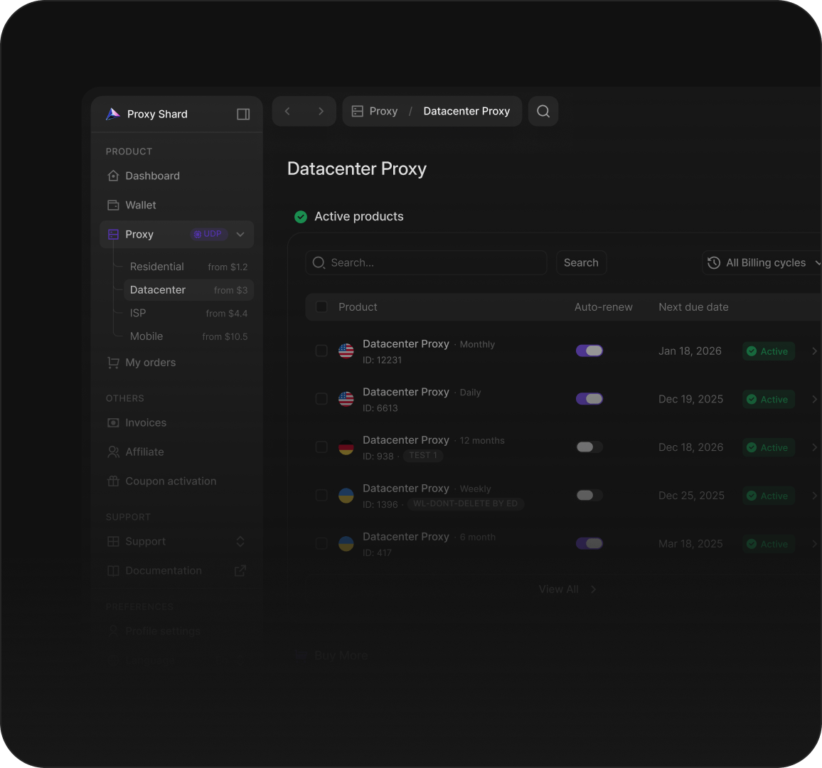 Datacenter Proxy Feature