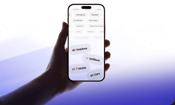 Mobile proxies running on a phone with Vodafone, SoftBank, T-Mobile and Claro carriers